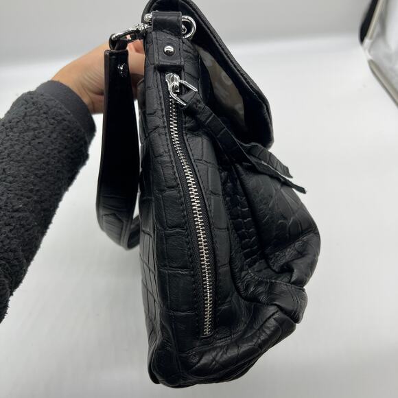 Aimee Kestenberg Leather Shoulder Bag Black Croco - Picture 10 of 15